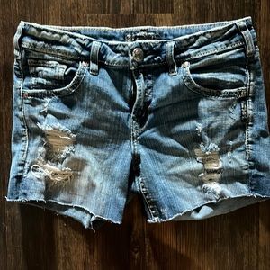 Silver cut off shorts